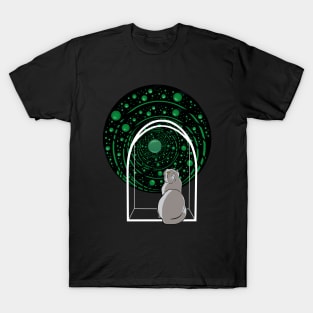 Cats universe. Cat on the windowsill. T-Shirt